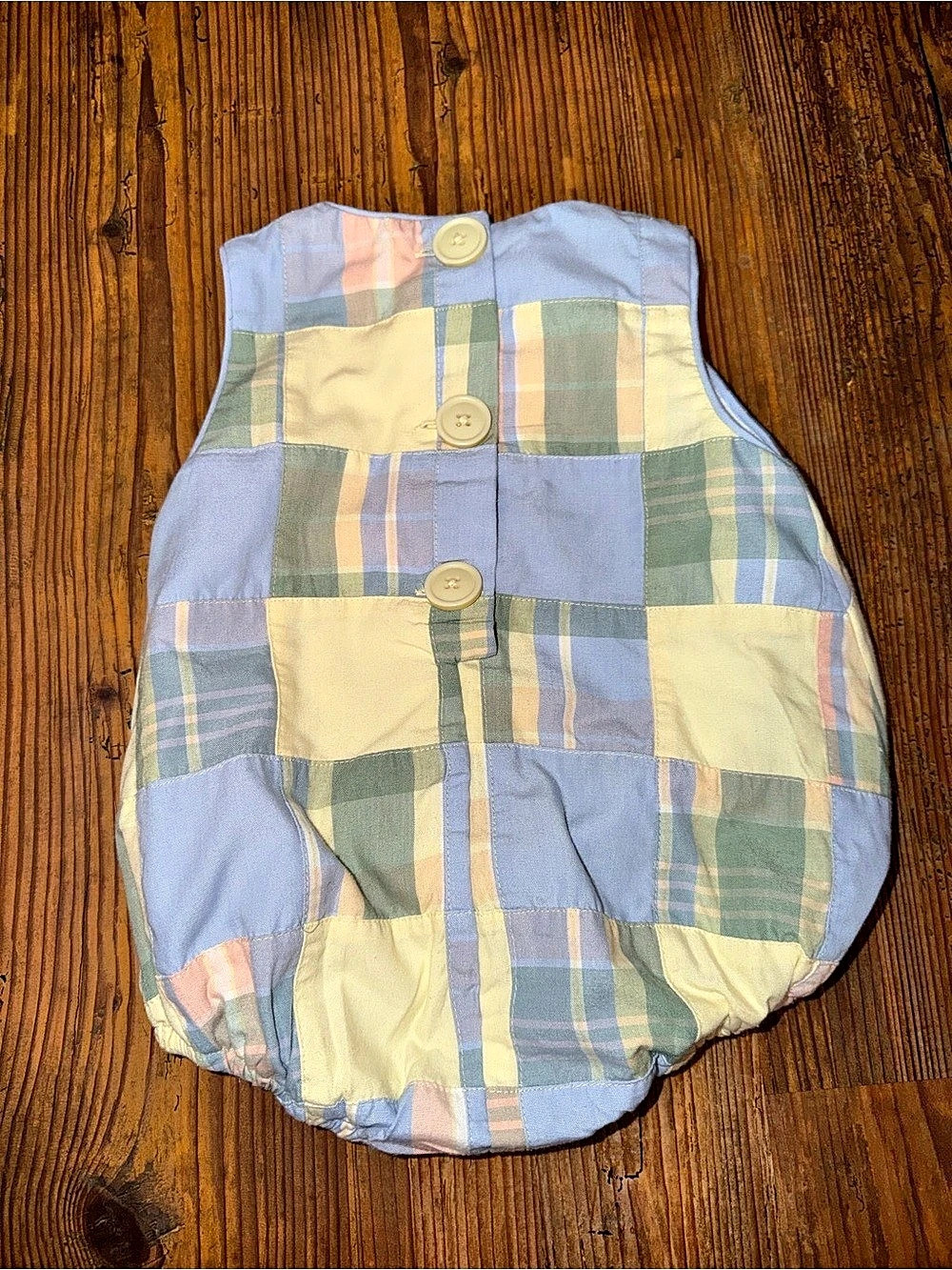 The Beaufort Bonnet Company Baby 6-12M Patchwork Plaid Romper